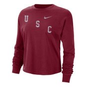 USC Trojans Women's Nike Cardinal Boxy Varsity Long Sleeve T-Shirt
